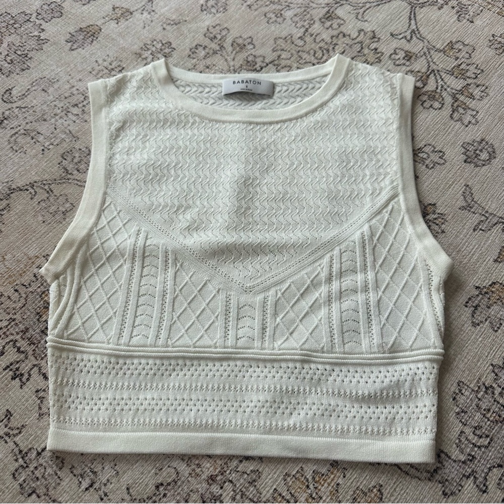 Babaton Cream Textured Crop Top